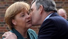 Kancléka Angela Merkelová a britský premiér Gordon Brown.