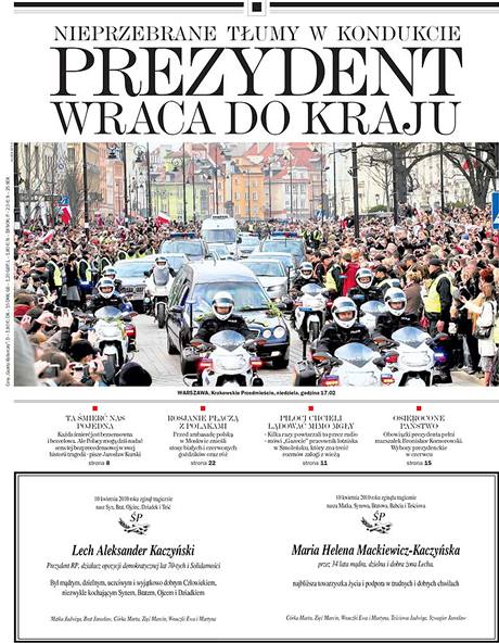 Tragdie v Polsku na strnkch svtovho tisku - polsk denk Gazeta Wyborcza