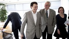 Milo� Zeman s �éfredaktorem LN Daliborem Bal�ínkem a analyti�kou LN Lenkou Zlámalovou.