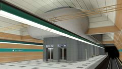 Vizualizace nové stanice Petiny linky A praského metra.