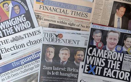 Britský tisk o výsledcích parlamentních voleb ve Velké Británii 