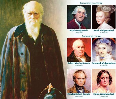 Charles Darwin připisoval neplodnost a náhlá úmrtí v raném věku vzájemným svatbám mezi dvěma rody. Nejnovější průzkum mu dal za pravdu (grafika).