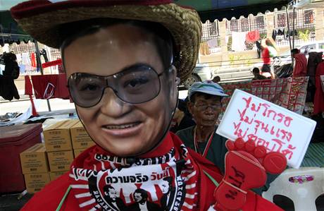 Protivldn demonstranti s maskou bvalho premira inawatry