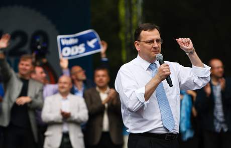 Petr Neas na mítinku ODS.  Strana dnes zahájila poslední fázi pedvolební kampan.