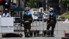 Thajtí vojáci stále hlídají ulice v centru Bangoku
