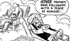 'Mí následovníci nemají smysl pro humor,' říká Mohamed v karikatuře. A muslimové se bouří 