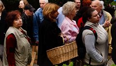 Farmáské trit Kubá.  Fronta na zeleninu vedla okolo sazenic 