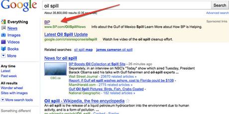 Sponzorovan odkaz spolenosti BP na strnkch Google