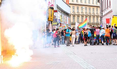 Úastníci pedchozích roník Queer Parade v Brn