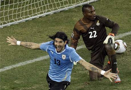Uruguay - Ghana (rozhodující penaltu promnil Abreu)