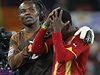 Uruguay - Ghana (Gyan se chytá za hlavu)
