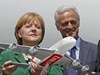 Angela Merkelová s modelem Airbusu A380