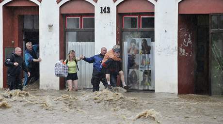 Evakuace obyvatel Chrastavy na Liberecku.