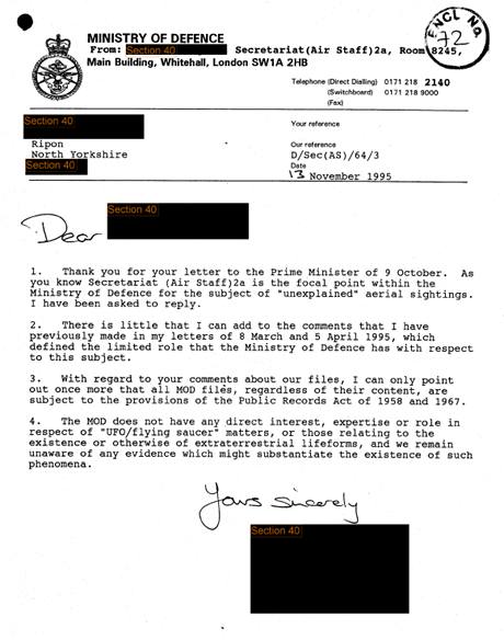 Jeden z dokument ministerstva obrany tkajc se zhadnch kaz nad Britni.