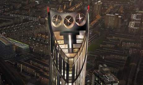 Budova v Londýn navrená skupinou Hamiltons Architects má vtrníky na stee