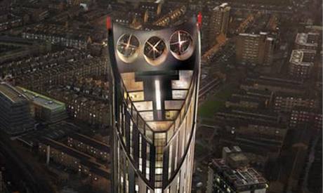 Budova v Londn navren skupinou Hamiltons Architects m vtrnky na stee