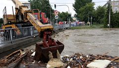 Záplavy ve slovenské Prievidzi 