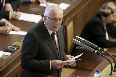 Václav Klaus vystoupil s projevem v Poslanecké snmovn.