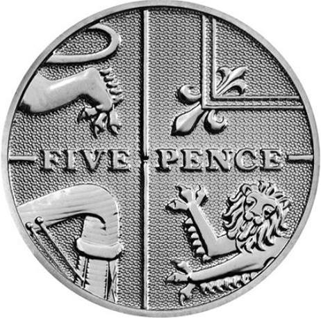 Britsk pti pencov mince.