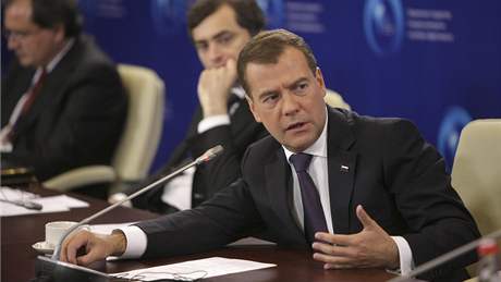 Ruský prezident Dmitrij Medvedv na Mezinárodním politickém sympoziu v Jaroslavli