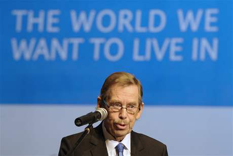 Václav Havel na konferenci Forum 2000.