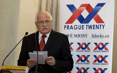 Prezident Klaus pipednáce na Prague Twenty