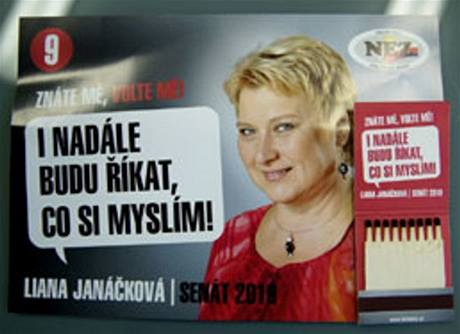 Liana Janáková, nestr./NEZ ve volební kampani rozdávala zápalky. Obanské sdruení Romea to povauje za provokaci.