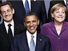 Summit NATO v Lisabonu. Na snímku z roku 2010 Angela Merkelová, Barack Obama a Nicolas Sarkozy. 