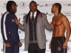 Zleva: Audley Harrison, Lennox Lewis a David Haye