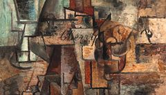 Vzácný kubistický obraz Emila Filly Zátiší s lahví Cherry.