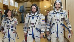 Mezinárodní posádka ISS b�hem tréninku (ilustra�ní foto)