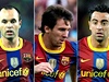 Zleva: Iniesta, Messi, Xavi.