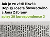6. místo: Jak je ve vt lovk. Dopisy Josefa kvoreckého a Jana Zábrany. Editoi Alena a Michal Pibáovi (Books and Cards)