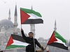 Uvítací ceremoniál Palestinc na parníku Mavi Marmara v Istanbulu