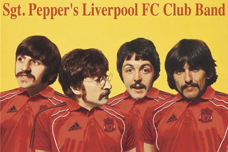 The Beatles v dresech FC Liverpool.