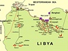 Mapa ropných loisek v Libyi.