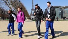 Zleva: trenérka Martina Blaková, Denisa Rosolová, Petr Svoboda a Jaroslav Bába 