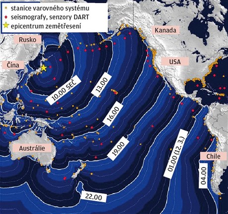 Kdy a kde ude tsunami - grafika.