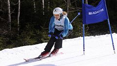 Skifa�ka Miroslava Knapková v akci ob�ím slalomu.
