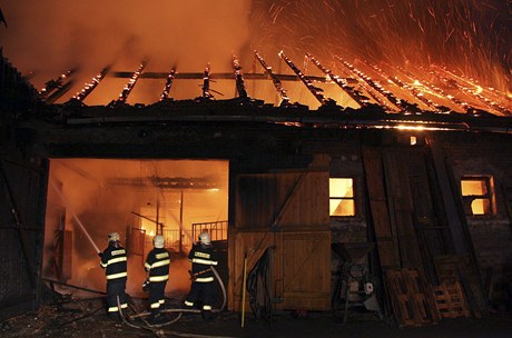 Rozsáhlý požár zachvátil stodolu a ustájení koní. Zahynuli při něm čtyři sportovní koně 