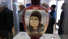 Jurij Gagarina na poháru vystaveném v muzeu