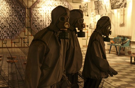 Plynov skafandry vystaven v muzeu ernobylu v Kyjev 