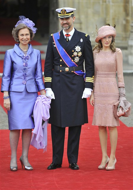 panlsk krlovna Sofia, princ Felipe a princezna Letizia.