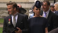David Beckham s man�elkou Victori� na britsk� kr�lovsk� svatb�.