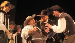 Zleva: Vratislav B��ák Kadet, Jaroslav Dufek M욝ák, David Kalo� Le Bret, Petr Halberstadt jako Cyrano