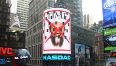 Reklama na vydání magazínu Time na newyorském Times Square