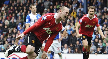 Blackburn - Manchester United (Rooney slaví gól).