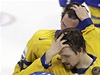 Švédsko - Finsko (zklamání Švédů po porážce ve finále od Finů).