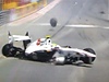 Nehoda Sergio Péreze v Monaku.