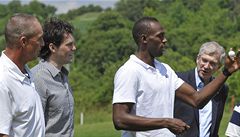 Jaromír Jágr, Ivan Lendl a Usain Bolt ve Vykov na golfu.